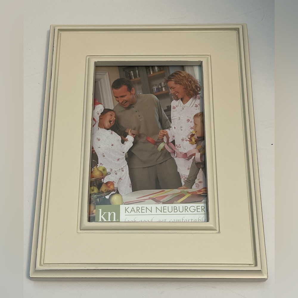 Vtg 2004 Karen Neurburger White Wash 4x6 Frame NIB Farmhouse Decor